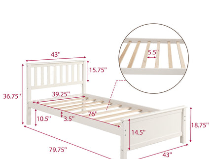 Platform Bed With Headboard, Footboard And Wood Slat Support