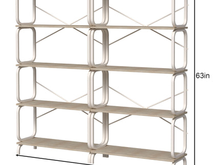 5 Tier Industrial Bookshelf, Tall Bookcase With Open Design, Vintage Storage Organizer