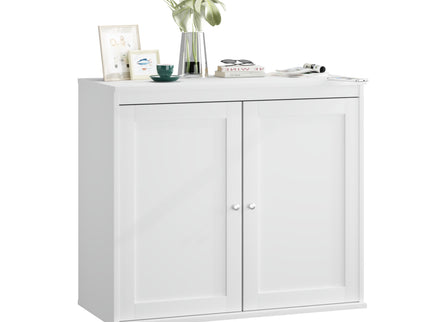 Kitchen Storage Cabinet With Double Doors, Adjustable Shelves, Sideboard Buffet For Dining Room - White