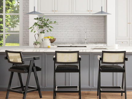 Milan - Modern Webbing Back Stool With Arms (Set of 3)