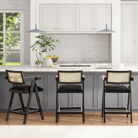 Milan - Modern Webbing Back Stool With Arms (Set of 3)