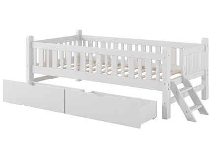 Platform Bed With Guardrail And 2 Drawers