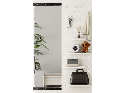 Wall Mounted Full Length Mirror With Shelf And Hook