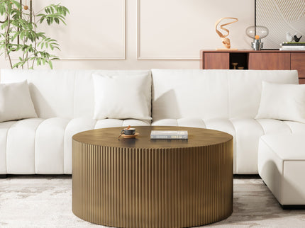Modern Wave Stripe Round Coffee Table With Spacious Top