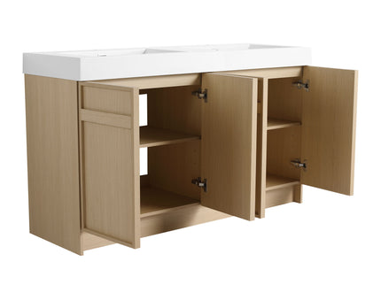 Freestanding Bathroom Vanity With Resin Sink & Soft Close Cabinet Doors