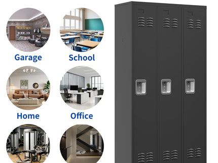 Storage Locker Cabinet With Locks For Employees, Home Gym Office School Garage - Black