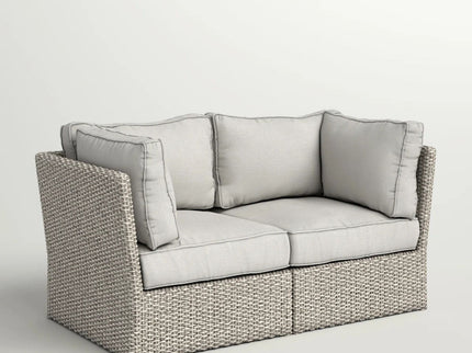 Modern Patio Wicker Loveseat With Cushions