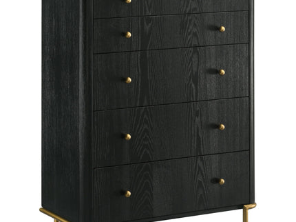 Anser - 5 Drawer Chest, Bedroom Storage Furniture - Black