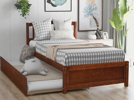 Platform Bed Wood Bed Frame With Trundle