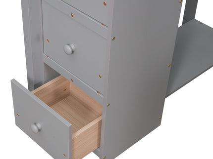 Loft Bed With Storage Drawers, Desk And Stairs With Shelves