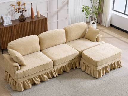 Cloud Sofa With Removable Ruffled Skirt With Ottoman And Flared Arms