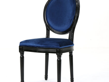 French Country Inspired Dining Chair With Iconic Round Backrest - Navy Blue