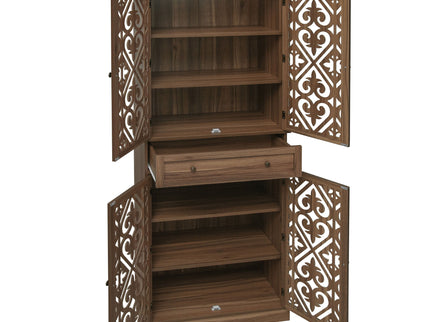 4 Door Cabinet With 1 Drawer, With 4 Adjustable Inner Shelves, Storage Cabinet