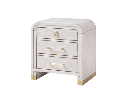 Malco - Nightstand With Spacious Drawer And Gold Metal Fluted Detailing - Black White