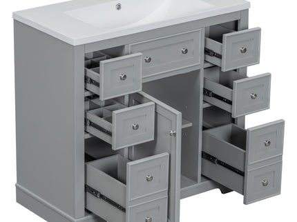 Modern Bathroom Vanity With Sink Combo, 6 Drawers And 1 Cabinet