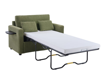 Sleeper Sofa With Foldable Mattress, USB Ports, Side Table & Storage Pocket