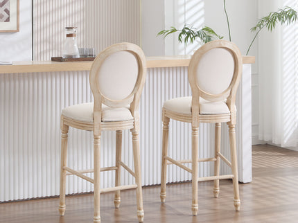 French Country Bar Chairs & Round Back (Set of 2)
