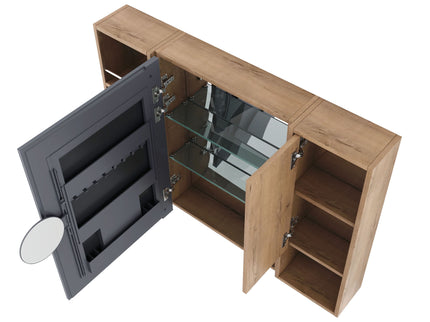 Wall Mounted Bathroom Mirror Cabinet, Adjustable Shelves Storage Cabinet - Imitative Oak