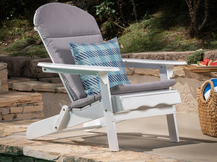 Outdoor Adirondack Chair Cushion With Water Resistant Fabric And Ties - Gray