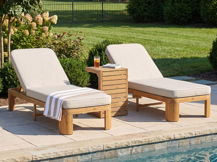 Outdoor Chaise Lounge Set With Side Table, 5 Position Adjustable Patio Recliner