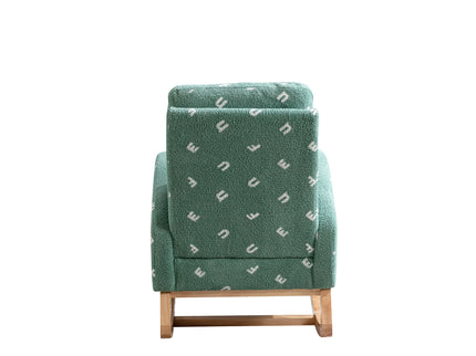Modern Accent Rocker Armchair With Side Pocket, Upholstered High Back