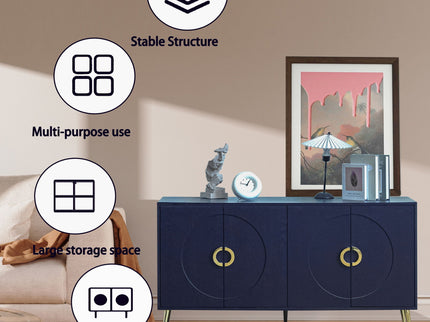 Modern Lacquered 4 Door Wooden Cabinet Sideboard Buffet Server Cabinet Storage Cabinet, For Living Room, Entryway, Hallway, Office, Kitchen And Dining Room