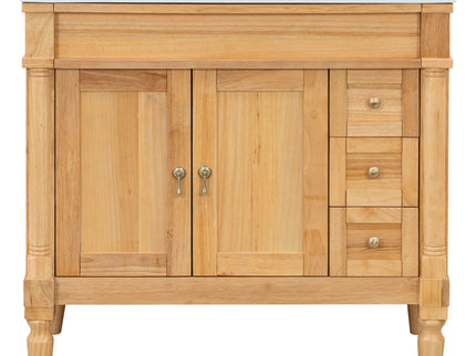 Modern Bathroom Vanity With Ceramic Sink, Soft Close Doors, Adjustable Shelves