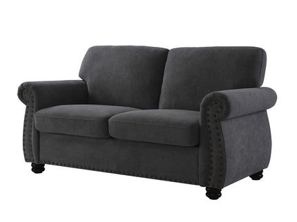 Soft Loveseat, Upholstered 2 Seater Couch, Loose Back Cushions And Turned Legs