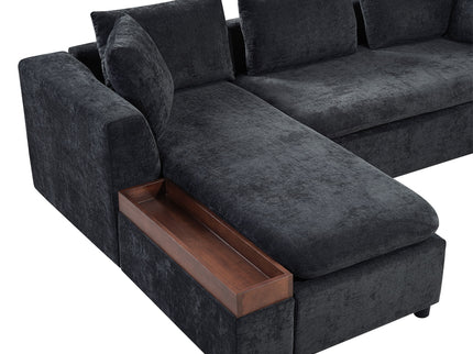 Modern L Shaped Sectional Sofa With Upholstery And Wooden Storage