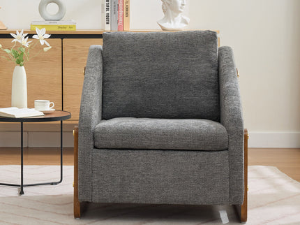 Modern Upholstered Armchair With Wooden Side Frame