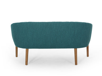 Mid Century Modern Loveseat With Channel Stitched Backrest