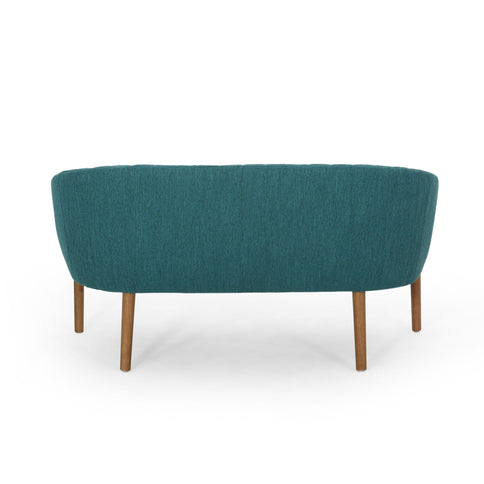 Mid Century Modern Loveseat With Channel Stitched Backrest