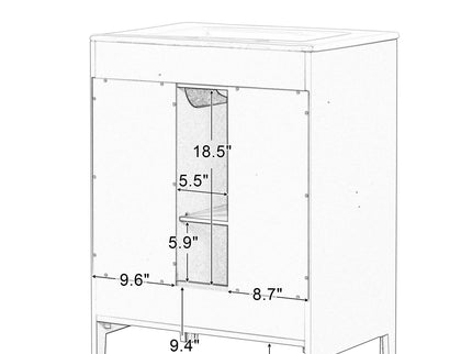 Modern Bathroom Vanity With Sink, Cabinet With 2 Drawers And Door, Adjustable Shelf