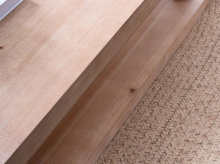 Rustic Solid Wood Coffee Table With Open Shelf, Modern Farmhouse Design - Light Natural / Natural
