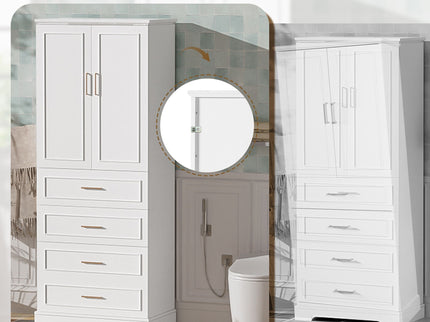 Freestanding Bathroom Cabinet With 3 Drawers, Adjustable Shelf, Soft Close Doors