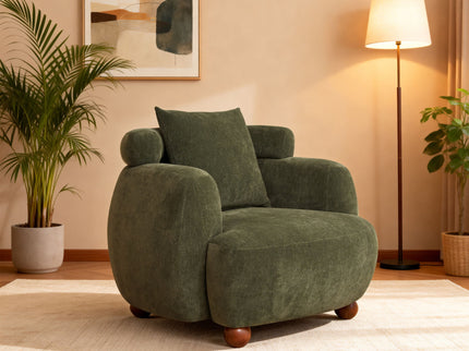 Clubchair, Bucket Chair, Decorative Sofa With Pillow, For Living Roon - Olive Green