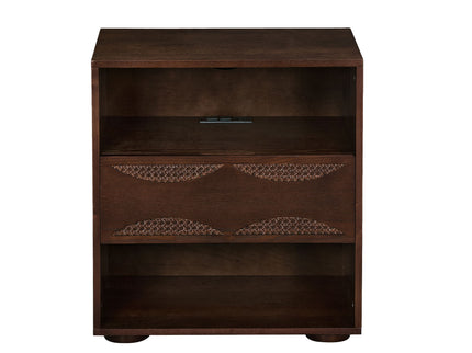Nightstand With USB Ports & Outlet Hole, End Table With Drawer