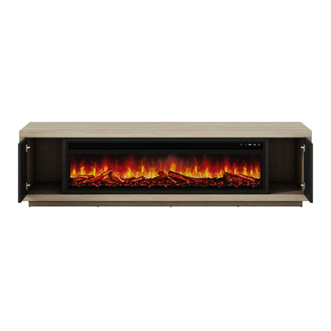 Fireplace TV Stand - Beige / Black