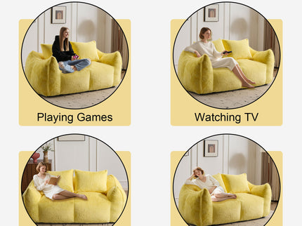 Giant Bean Bag Couch, Ultra Soft Fluffy Loveseat For Living Room