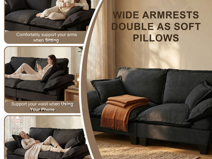 Modular Sectional Sofa With Movable Ottoman & Pillows