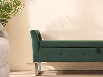 Wide Storage Soft Ottoman Bench With Armrests