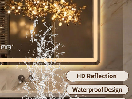 36 X 36 LED Bathroom Mirror With Dimmable Frosted Light Band, 3 Color Temperatures, Anti Fog, Memory & Auto Off - Silver