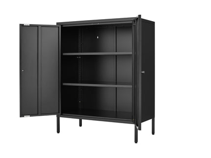 Kitchen Buffet Server Table Accent Sideboard Cupboard Server Buffet Console Table With Doors Cabinet - Black