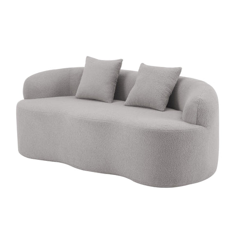 Curved Loveseat Sofa With Round Armrest