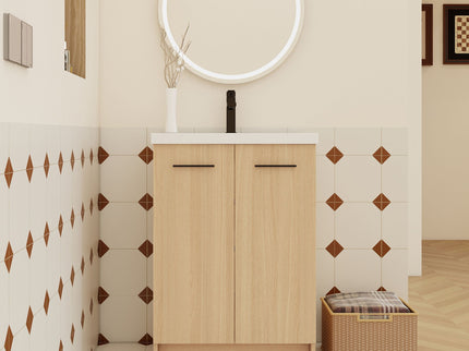 Floating Bathroom Vanity With Sink, Wall Mounted Double Door Storage