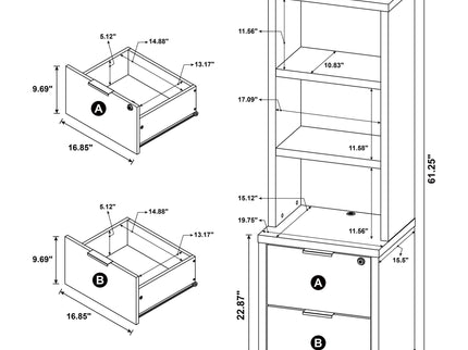 Geary - 3 Piece Wall Unit Bookcase Set With USB Storage