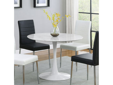 Round Dining Table With Pedestal Base - White