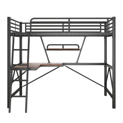 Loft Bed With Desk And Shelf, Modern Design