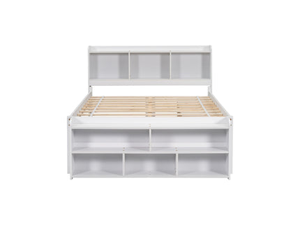 Bed With Bookcase Headboard, Under Bed Storage Drawers And Bed End Storage Case