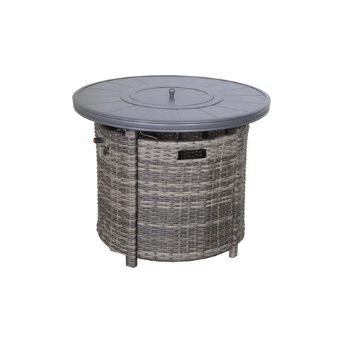 Wicker Outdoor Lounge Set With Cushions And Fire Pit